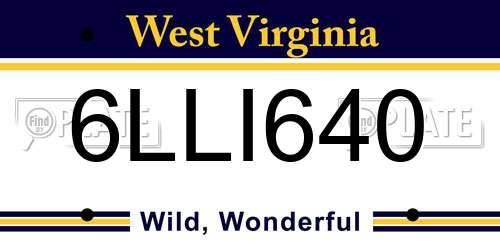 6LLI640 West Virginia License Plate