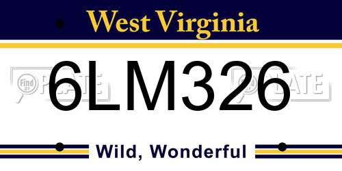 6LM326 West Virginia License Plate