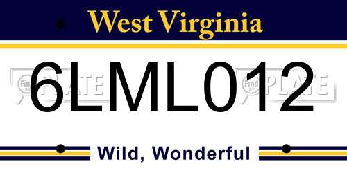 6LML012 West Virginia License Plate