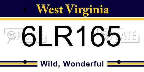 6LR165 West Virginia License Plate