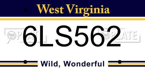 6LS562 West Virginia License Plate