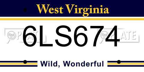 6LS674 West Virginia License Plate