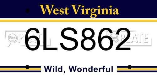 6LS862 West Virginia License Plate