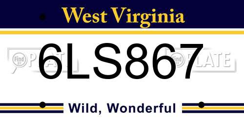 6LS867 West Virginia License Plate