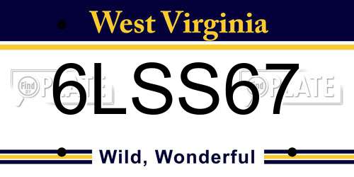 6LSS67 West Virginia License Plate