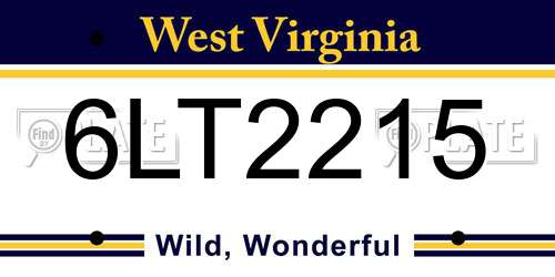 6LT2215 West Virginia License Plate