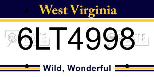 6LT4998 West Virginia License Plate