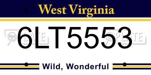 6LT5553 West Virginia License Plate