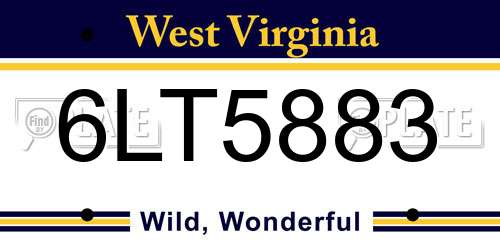 6LT5883 West Virginia License Plate