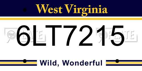 6LT7215 West Virginia License Plate