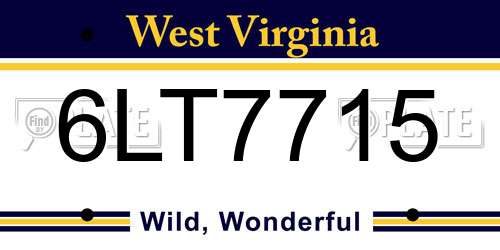 6LT7715 West Virginia License Plate