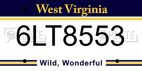 6LT8553 West Virginia License Plate