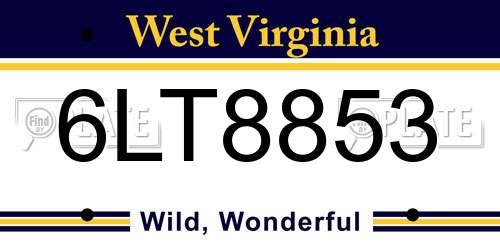 6LT8853 West Virginia License Plate