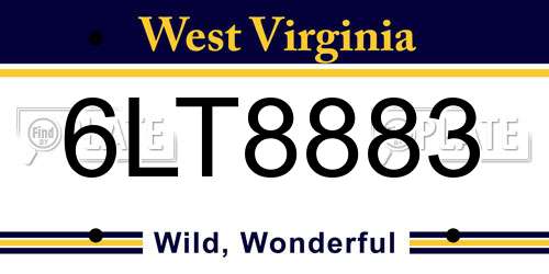 6LT8883 West Virginia License Plate