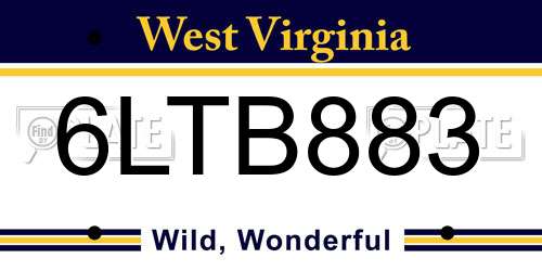 6LTB883 West Virginia License Plate