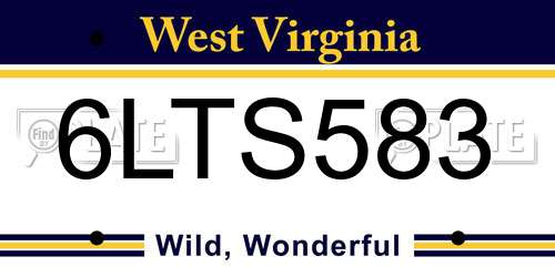 6LTS583 West Virginia License Plate