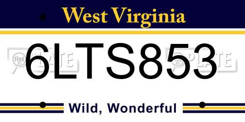 6LTS853 West Virginia License Plate
