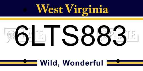 6LTS883 West Virginia License Plate