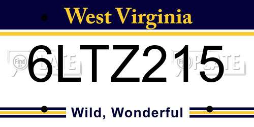 6LTZ215 West Virginia License Plate