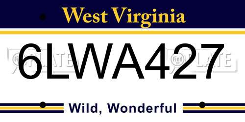 6LWA427 West Virginia License Plate
