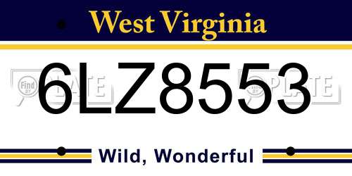 6LZ8553 West Virginia License Plate