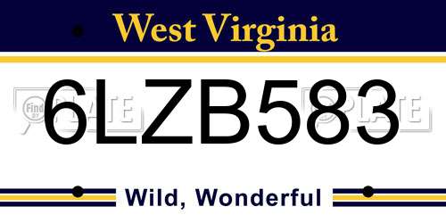 6LZB583 West Virginia License Plate
