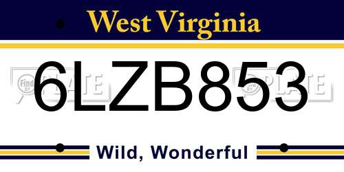 6LZB853 West Virginia License Plate