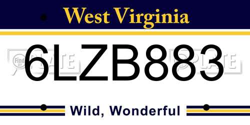 6LZB883 West Virginia License Plate