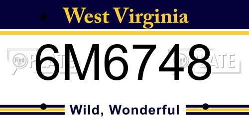 6M6748 West Virginia License Plate