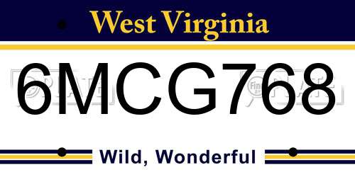 6MCG768 West Virginia License Plate