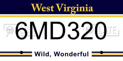 6MD320 West Virginia License Plate