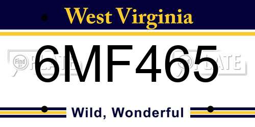 6MF465 West Virginia License Plate