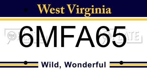 6MFA65 West Virginia License Plate