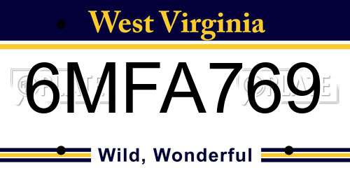 6MFA769 West Virginia License Plate