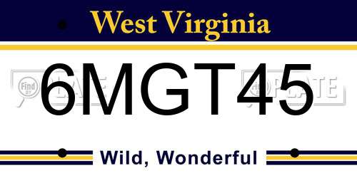 6MGT45 West Virginia License Plate