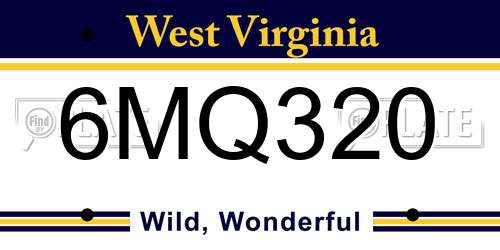 6MQ320 West Virginia License Plate