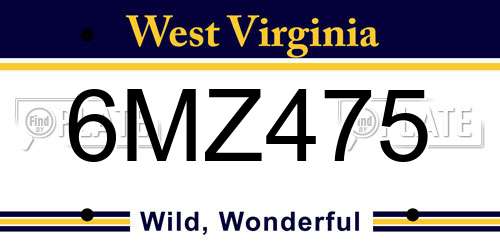 6MZ475 West Virginia License Plate