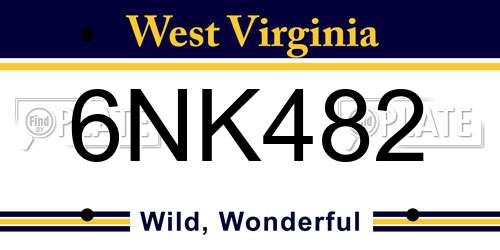 6NK482 West Virginia License Plate
