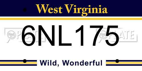 6NL175 West Virginia License Plate