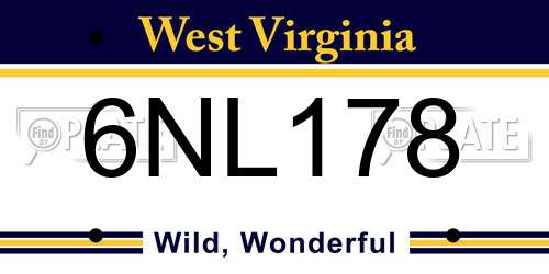 6NL178 West Virginia License Plate