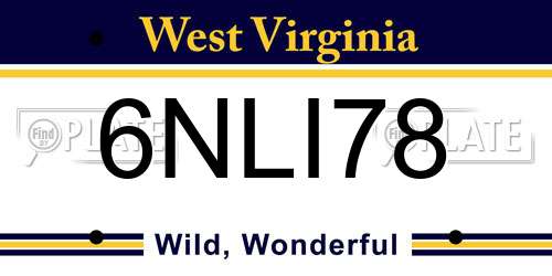 6NLI78 West Virginia License Plate