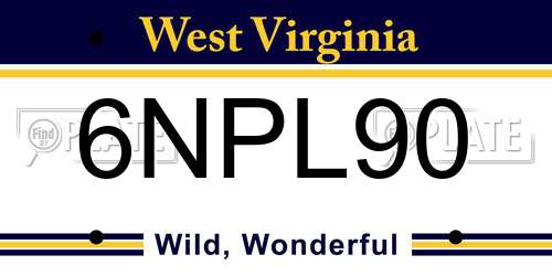 6NPL90 West Virginia License Plate