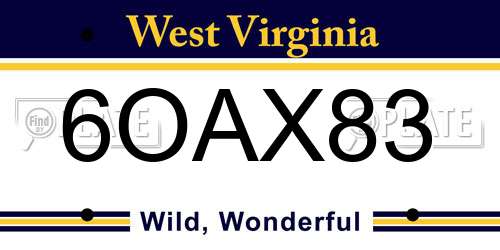 6OAX83 West Virginia License Plate
