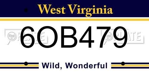 6OB479 West Virginia License Plate