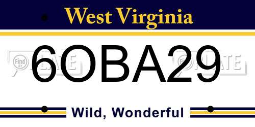 6OBA29 West Virginia License Plate