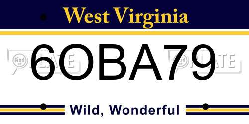 6OBA79 West Virginia License Plate