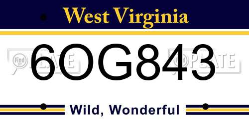 6OG843 West Virginia License Plate