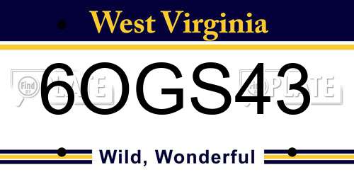 6OGS43 West Virginia License Plate