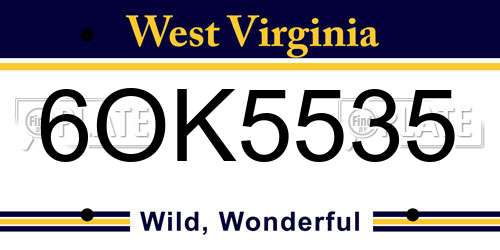 6OK5535 West Virginia License Plate