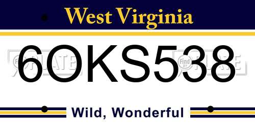 6OKS538 West Virginia License Plate